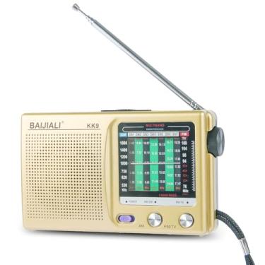 Imagem de BAIJIALI Rádio portátil AM FM com conector de fone de ouvido – Rádio transistor operado por bateria para idosos, design compacto fácil de usar para casa, exterior e emergência - presente ideal para