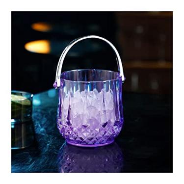 Imagem de FTOQWZXV Balde de gelo isolado balde de gelo colorido balde de champanhe acrílico armazenamento cubos de gelo balde doméstico pequeno balde de gelo adequado para 1 garrafa de vinho champanhe ou abelha