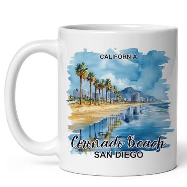 Imagem de No Thorns Media Caneca Coronado Beach San Diego Califórnia 325 ml Cerâmica Branca Caneca de Café Bonita para Lembrança Viagem Presente Casa Escritório Cozinha ID44991