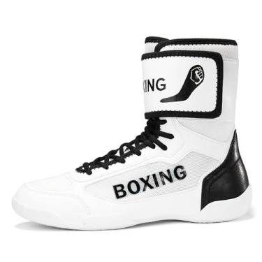 Imagem de ZHENSI Tênis de boxe masculino com cano alto, antiderrapante, para luta, fitness, artes marciais, Branco, 8