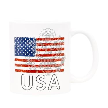 Imagem de Melhor caneca de café e chá bandeira dos EUA patriota americano copo novidade ótimo presente para homens pai pai marido veterano militar 4th julho Old Glory America the Beautiful 325 ml