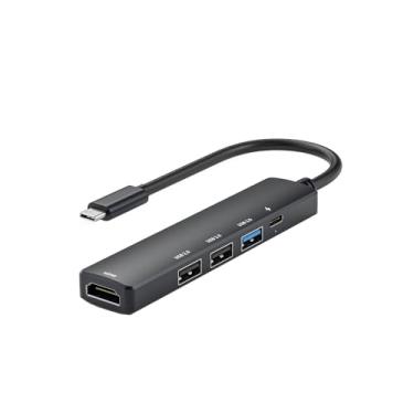 Imagem de Hub USB C 5 em 1 com HDMI 4K, adaptador tipo C de carregamento rápido PD 100W, conversor USB C multiportas compatível com Windows, MacOS, sistema Linux; suporta MacBook Air/Pro/M1/M2, Chromebook, XPS