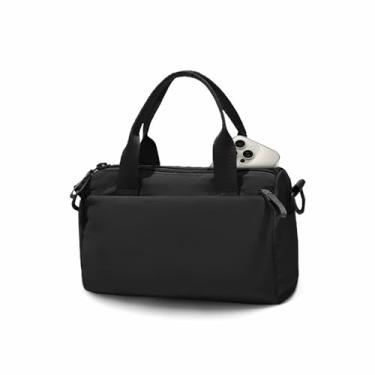 Imagem de Mini bolsa de ginástica feminina de 20 cm fofa bolsa de ginástica extra pequena leve para ioga, dança, treino, viagem, Preto, Small, Estilo esportivo casual