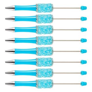 Imagem de Spritewelry Canetas de strass com contas de cristal brilhante, 10 peças, caneta esferográfica de diamante extravagante de plástico faça você mesmo para decoração de escritório, escola - azul celeste