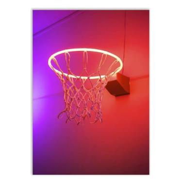 Imagem de Placa Decorativa Basquete Cesta Neon Decoração Quarto Sala