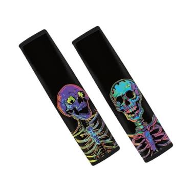 Imagem de Biyejit Capa para cinto de segurança de carro universal, caveira divertida, para o Dia das Bruxas, Ombreiras confortáveis para adultos e crianças, 2 unidades