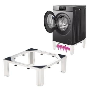 Imagem de Zsytbyyds Pedestal de lavanderia de aço inoxidável resistente - Suporte universal de lavadora e secadora de 30 cm de altura para máquinas de carga frontal, máquina de gelo, Samsung/LG - Base de