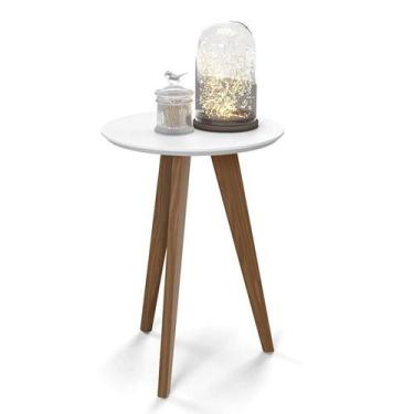 Imagem de Mesa Lateral Liv Branco Soft/Eco Wood - Matic Móveis, Branco Soft/Eco 