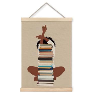 Imagem de Foritho Pôster de livro de mulher negra, arte de parede emoldurada, decoração de canto de recanto de leitura, impressão em tela afro-americana, negra, mulheres, livros, decoração de parede para