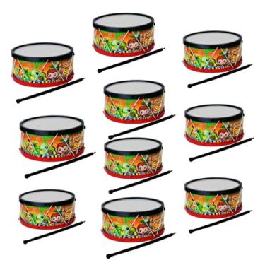 Imagem de Kit 10 Tambor Infantil Instrumentos Musicais Brinquedo Educacional