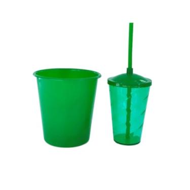 Imagem de 10 Kits Cineminha Balde 1 Litro +copo Twister 400ml Translúcido Art Milly (VERDE BANDEIRA TRANSLÚCIDO)