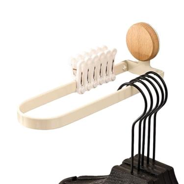 Imagem de Aoligei Organizador de cabide de roupas, dobrável, sem perfuração, para varanda, banheiro, armário, lavanderia (branco, médio)