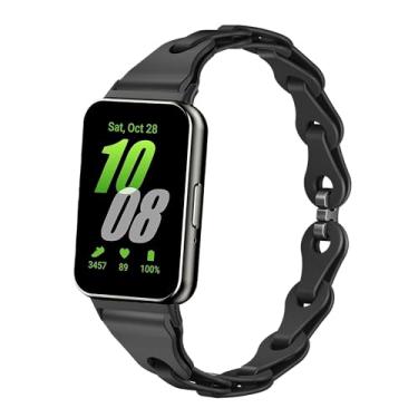 Imagem de Pulseira feminina de silicone compatível com Samsung Galaxy Fit 3, pulseiras elásticas ajustáveis, Preto, Onesize, Clássico