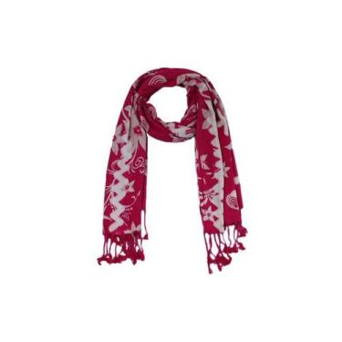 Imagem de Pashmina Estampada Vermelha Cachecol Lenço Inverno - Pôr do Sol