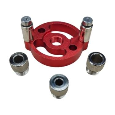 Imagem de IEUDNS Conjunto de gabarito de cavilha autocentrante vertical de 6/8/10 mm, buchas de broca, localizador de centro, gabarito de cavilha, localizador de, Vermelho