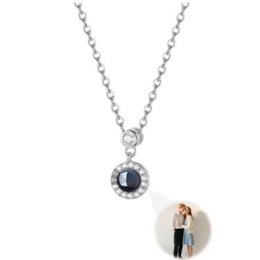 Imagem de Toodoumama Colar de projeção de imagem personalizada com foto interna - Colar com pingente de foto personalizada - presentes para mãe, esposa, casais, namorados, animais de estimação, presentes em