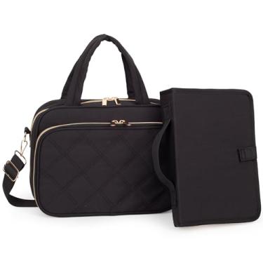 Imagem de Capa bíblica grande para mulheres, estojo de transporte bíblico de 2 compartimentos com alças de ombro, bolsas de bíblia acolchoadas macias e fofas com organizador de capa de livro, bolsa bíblica para