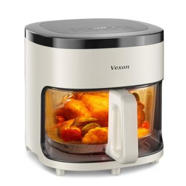 Imagem de Vexon Fritadeira De Ar Vidro 6 Em 1, 4,5 Qt Com Visor, Frita, Assa, Reaquece, Desidrata, Tecnologia Crocante, Cesto Antiaderente E Lavável Na Máquina Lavar Louça, 97% Menos Óleo, Possui Temporizador