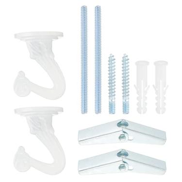 Imagem de PATIKIL Ganchos Swag, 2 peças de ganchos de teto resistentes com instalação de ferragens, fixação de parede, cabides de teto para pendurar lustres de plantas, branco