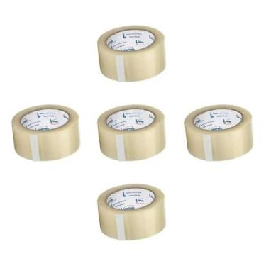 Imagem de Kit 5 Fita Adesiva Embalatudo Transparente 45mm x 100m  Empacotamento 