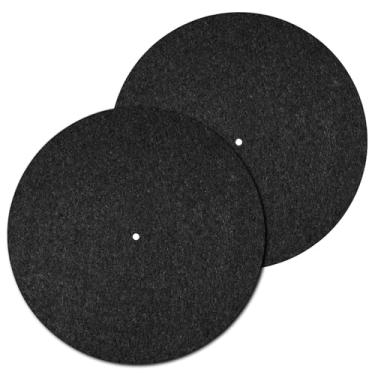 Imagem de 2 peças de tapete de toca-discos, tapete de prato para toca-discos, tapete de lã para toca-discos de 3 mm de 3 mm, tapete protetor de disco, tapete de disco de feltro antiderrapante e antiestático