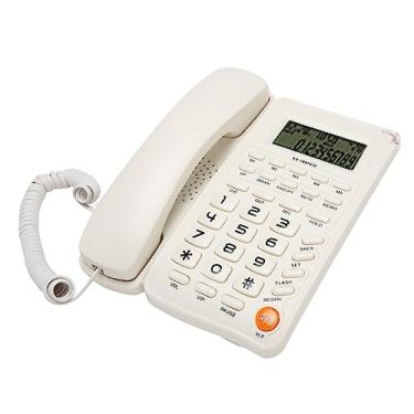 Imagem de KIMISS Telefone de Botão Grande Com Fio - Telefone Fixo Com Fio para Recursos Domésticos, Escritórios e Idosos - Exibição de Alta Definição, Economia de Energia e Recursos Multifuncionais (Branco)