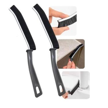Imagem de Kit 2 Escovas de Limpeza Multiuso para Cantos e Fendas – Ideal para Trilhos, Janelas, Teclado, Rejunte, Carro, Chuveiro e Ar Condicionado – Compactas, Eficientes e Práticas