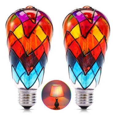 Imagem de Lâmpada LED I-SHUNFA Edison Stained Glass 6W E26, pacote com 2