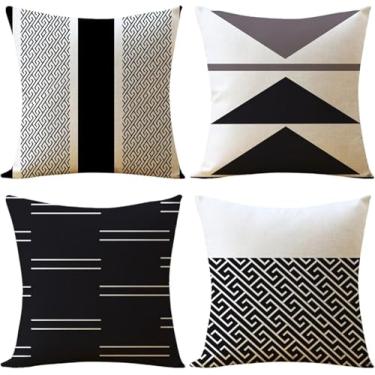 Imagem de Almofadas Ao Ar Livre 75cm X 75cm Conjunto De 4 Almofadas De Sofá Quadradas De Linho à Prova D'água Almofadas Decorativas Para Jardim Banco De Pátio Cade, Linen, 55 x 55 cm (Pack of 4)