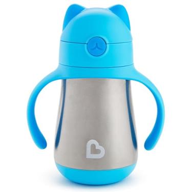 Imagem de Copo Térmico Inox com Canudo Cool Cat Azul, Munchkin, Azul