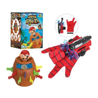 Imagem de Luva Lança Teia Homem Aranha + Jogo Pula Pirata Barril do Pirata Brinquedo