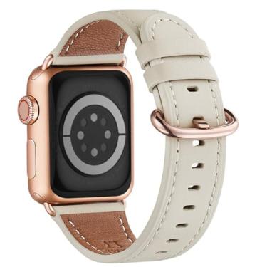 Imagem de WFEAGL Pulseira feminina de couro genuíno de grão superior para Apple Watch Ultra, SE, SE2 e séries 10, 9, 8, 7, 6, 5, 4, 3, 2 e 1 de 42 mm (série 3 2 1) de 44 mm, 45 mm, 46 mm e 49 mm