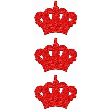 Imagem de Conjunto de 3 peças mini coroa vermelha pequena rei rainha desenho animado bordado emblema bordado ferro em costurar no patch logotipo jaqueta polo camiseta chapéu mochilas para crianças (03)