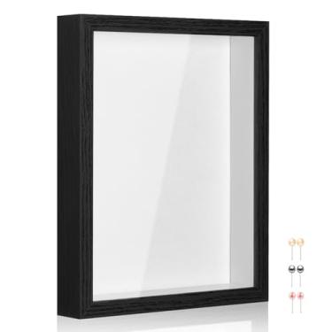 Imagem de MUXIUNT Caixa de Sombra 40,6 x 50,8 cm com painel espesso nas costas de linho macio, moldura preta grande com sombra escura, 40,6 x 50,8 cm para itens de formatura de Jersey, flores e artesanato