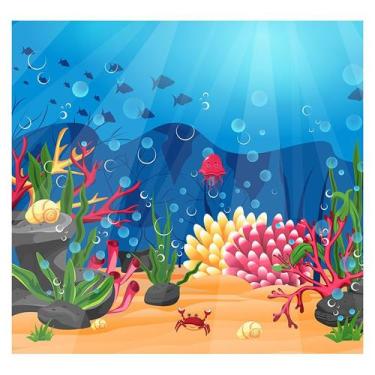 Imagem de Papel de Parede Adesivo Infantil Fundo do Mar Bebe Quarto - 567pcp - A