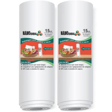 Imagem de Kit 2 Rolos Nanocubos 15X500 Sacos Ranhura Seladora A Vácuo