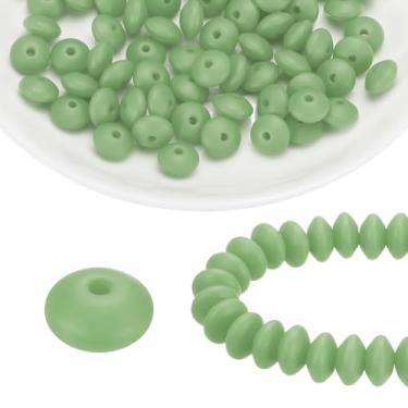 Imagem de HARFINGTON 100 contas de silicone 12 mm contas focais de borracha de lentilha a granel para canetas, chaveiro, pulseira, colar, artesanato, faça você mesmo, verde jade