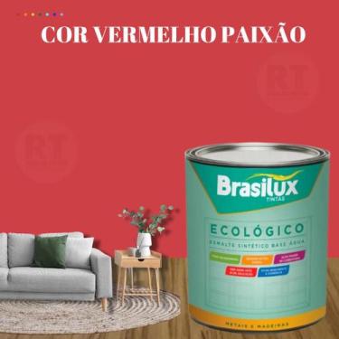 Imagem de Esmalte Sintético Brasilux Base Água Ecologico Cor Vermelho 800ML Bril
