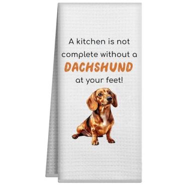 Imagem de Joyriza Toalhas de cozinha Dachshund, donos de cães Wiener, presentes para mulheres, toalha de chá decorativa engraçada waffle toalhas de mão para casa de banho, 40 x 61 cm