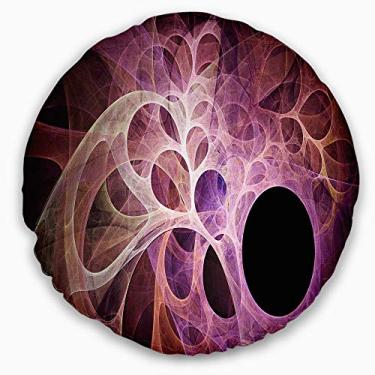 Imagem de Designart Asas de anjo fractal em rosa sala de estar redonda, sofá, almofada de alta qualidade + capa de almofada impressa em ambos os lados 50 cm