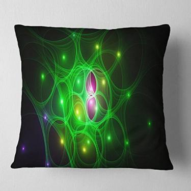 Imagem de Designart Green Fractal Space Circles abstratos sala de estar, sofá, almofada de alta qualidade + capa de almofada impressa em ambos os lados 40,64 x 40,64 cm
