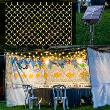 Imagem de Retisee Sukkot Decorações 3 x 3 m Solar Sukkot Tenda Luzes de telhado à prova d'água Decorações Sukkah 240 luzes LED para cascata exterior para decoração de barraca Sukkah