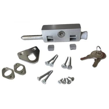 Imagem de Pro-Lok Fechadura de porta de pátio - Retângulo Lg com chave (acabamento de alumínio)