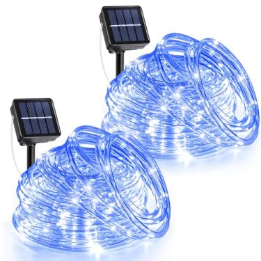 Imagem de Pacote com 2 luzes de corda solar ao ar livre, total de 270 luzes solares de LED à prova d'água, 8 modos de luz de tubo cintilante para pátio, trampolim, jardim, piscina, caminho, árvore, decorações