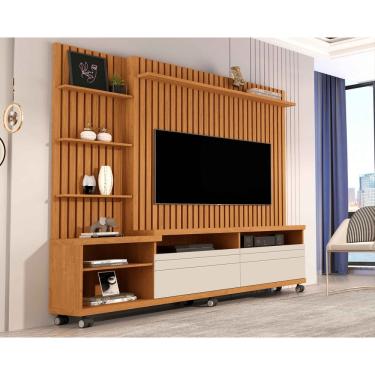 Imagem de Estante Home Para Tv até 60 Polegadas Nobre 180cm Nature com OffWhite - Rede Móveis