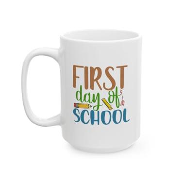 Imagem de Caneca de cerâmica do primeiro dia de aula, presente para professores, xícara de café de volta às aulas, decoração de sala de aula, presente divertido para estudantes