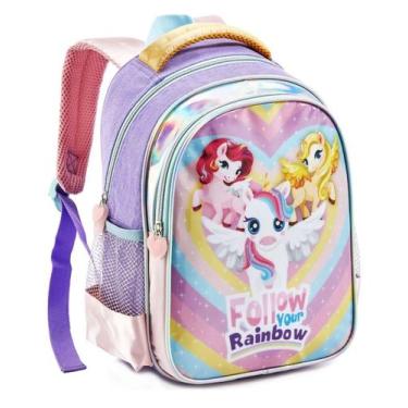 Imagem de Mochila Infantil Pré Escolar Menina Escolinha Passeio Creche - Denlex