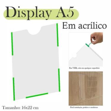 Imagem de 5 Display Parede Quadro Avisos Porta Folhas A5 Acrílico Vert - Indústr