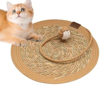Imagem de Rrlihjgu Tapete Arranhador Para Gatos | Esteira para Arranhar para Gatos Domésticos,Arranhador Com Brinquedo Bola Móveis Para Chão Interativo Cantino Brincar Afiar Unhas | Para Cantos e Interação no