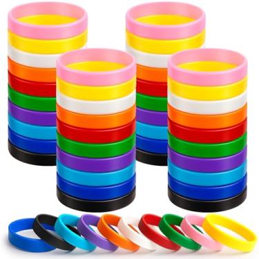 Imagem de Liliful Pulseiras de borracha de silicone em branco com 200 peças – Pulseiras elásticas de silicone adequadas para eventos de equipe, festas e meias (19 x 0,47 x 0,08 cm, várias cores)